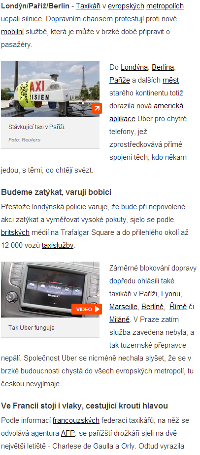 Evropská města ucpali taxikáři. Děsí je nová aplikace Uber   Aktuálně.cz